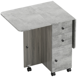 HOMCOM Foldable Dining Table, Drop Leaf Table with Drawers and Storage Cabinet