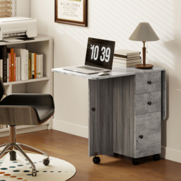 HOMCOM Foldable Dining Table, Drop Leaf Table with Drawers and Storage Cabinet - thumbnail 8