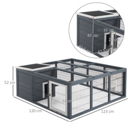 PawHut Rabbit Hutch Small Animal House Ferret Bunny Cage Duck House Rabbit Hideaway Chinchilla Cage Backyard with Openable Main House & Run Roof - thumbnail 3