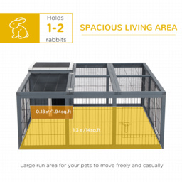 PawHut Rabbit Hutch Small Animal House Ferret Bunny Cage Duck House Rabbit Hideaway Chinchilla Cage Backyard with Openable Main House & Run Roof - thumbnail 4
