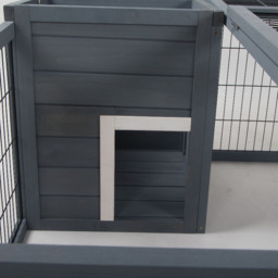 PawHut Rabbit Hutch Small Animal House Ferret Bunny Cage Duck House Rabbit Hideaway Chinchilla Cage Backyard with Openable Main House & Run Roof - thumbnail 9