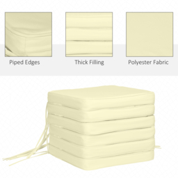 Outsunny Garden Chair Cushions: Set of 6 Plush Seat Pads for Alfresco Comfort, 42Lx42Wx5T cm, Cream White - Aosom UK - thumbnail 4