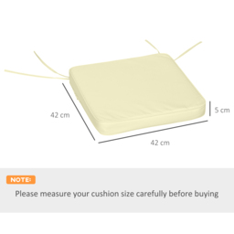 Outsunny Garden Chair Cushions: Set of 6 Plush Seat Pads for Alfresco Comfort, 42Lx42Wx5T cm, Cream White - Aosom UK - thumbnail 3