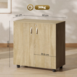 Vinsetto Two-Tier Locking Office Storage Cabinet - Oak - thumbnail 3