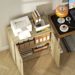 Vinsetto Two-Tier Locking Office Storage Cabinet - Oak - thumbnail 8