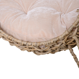 PawHut Hooded Rattan Wicker Elevated Cat House Kitten Pussy Basket Ball Shaped Bed Pet Furniture with Removable Cushion Natural - thumbnail 8