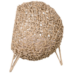 PawHut Hooded Rattan Wicker Elevated Cat House Kitten Pussy Basket Ball Shaped Bed Pet Furniture with Removable Cushion Natural - thumbnail 7