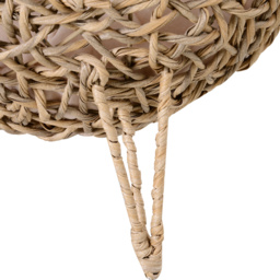 PawHut Hooded Rattan Wicker Elevated Cat House Kitten Pussy Basket Ball Shaped Bed Pet Furniture with Removable Cushion Natural - thumbnail 9