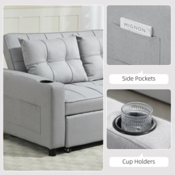 HOMCOM Two-Seater Pull-Out Sofa Bed, Cat Scratch Resistant, Light Grey - Aosom UK - thumbnail 7