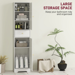 HOMCOM Tall Bathroom Cabinet with Arched Doors - White - thumbnail 4