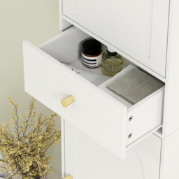 HOMCOM Tall Bathroom Cabinet with Arched Doors - White - thumbnail 9