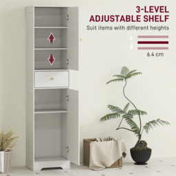HOMCOM Tall Bathroom Cabinet with Arched Doors - White - thumbnail 5