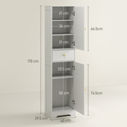 HOMCOM Tall Bathroom Cabinet with Arched Doors - White - thumbnail 3