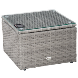 Outsunny PE Rattan Sofa Set Rattan Corner Sofa, 3 Pieces Outdoor Patio Wicker Conversation Chaise Lounge w/ Tempered Glass Table-top & Cushion Grey - thumbnail 9