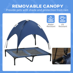 PawHut Elevated Dog Bed: Waterproof Mesh with UV Canopy, for Large Breeds, 92 x 76 x 90cm, Blue - Aosom UK - thumbnail 6