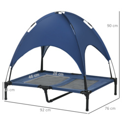 PawHut Elevated Dog Bed: Waterproof Mesh with UV Canopy, for Large Breeds, 92 x 76 x 90cm, Blue - Aosom UK - thumbnail 3