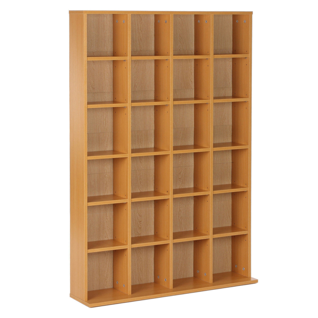 HOMCOM CD Storage Unit, DVD Storage Shelf Rack Media Storage Unit Shelves Racks Wooden Bookcase Display Unit with 4 Adjustable Shelves Wood - Aosom UK - image 1