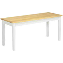 HOMCOM Wood Bench 2 Seater Solid Wooden Bench in Garden, Kitchen, Living Dining Room, Natural Wood Effect, White - Aosom UK