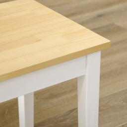HOMCOM Wood Bench 2 Seater Solid Wooden Bench in Garden, Kitchen, Living Dining Room, Natural Wood Effect, White - Aosom UK - thumbnail 9