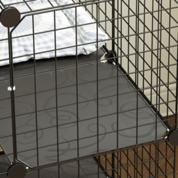 PawHut Indoor Cat Cage DIY Customizable 2-Tier Indoor Cat Enclosure with 2 Doors and Hammock 70 cm Black - thumbnail 8