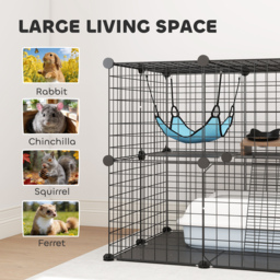 PawHut Indoor Cat Cage DIY Customizable 2-Tier Indoor Cat Enclosure with 2 Doors and Hammock 70 cm Black - thumbnail 7