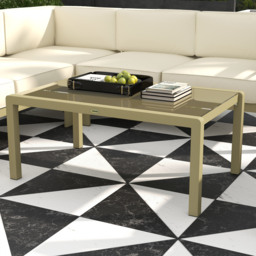 Outsunny 5-Piece Garden Sofa Set with Cushions, Aluminium Garden Furniture Sets with Glass Top Coffee Table, Patio Sectional Furniture Set, for Patio & Deck, Gold Tone - thumbnail 8