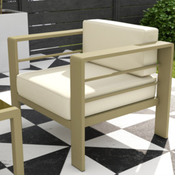 Outsunny 5-Piece Garden Sofa Set with Cushions, Aluminium Garden Furniture Sets with Glass Top Coffee Table, Patio Sectional Furniture Set, for Patio & Deck, Gold Tone - thumbnail 9