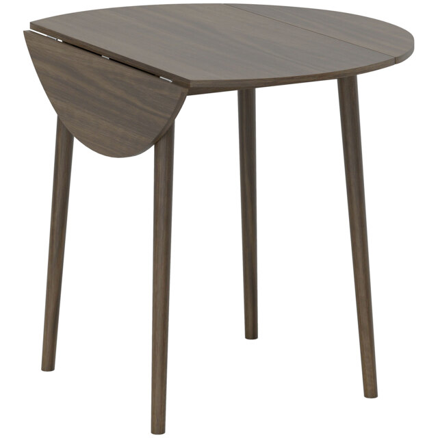HOMCOM Folding Dining Table for 4, Round Drop Leaf Table, Modern Space Saving Small Kitchen Table with Wood Legs for Dining Room, Grey - image 1