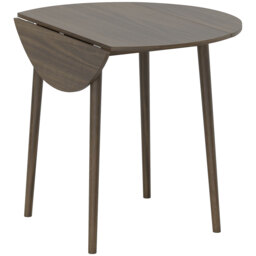 HOMCOM Folding Dining Table for 4, Round Drop Leaf Table, Modern Space Saving Small Kitchen Table with Wood Legs for Dining Room, Grey - thumbnail 1