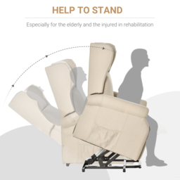 HOMCOM Electric Recliner Armchair for Elderly with Remote Control, Fabric Riser Recliner Chair, Beige - Aosom UK - thumbnail 6