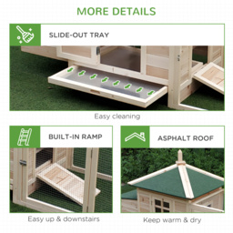 PawHut Chicken Coop Hen House Rabbit Hutch Poultry Cage Pen Outdoor Backyard with Nesting Box Run 196 x 76 x 97cm Natural - thumbnail 7