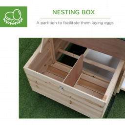 PawHut Chicken Coop Hen House Rabbit Hutch Poultry Cage Pen Outdoor Backyard with Nesting Box Run 196 x 76 x 97cm Natural - thumbnail 6