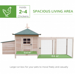 PawHut Chicken Coop Hen House Rabbit Hutch Poultry Cage Pen Outdoor Backyard with Nesting Box Run 196 x 76 x 97cm Natural - thumbnail 4