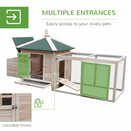 PawHut Chicken Coop Hen House Rabbit Hutch Poultry Cage Pen Outdoor Backyard with Nesting Box Run 196 x 76 x 97cm Natural - thumbnail 5