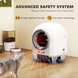 PawHut 80L Extra Large Self Cleaning Cat Litter Tray with APP Control, Safety Protection, Odor Removal, Rubbish Bag for Multiple Kittens - thumbnail 4
