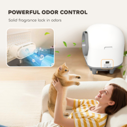 PawHut 80L Extra Large Self Cleaning Cat Litter Tray with APP Control, Safety Protection, Odor Removal, Rubbish Bag for Multiple Kittens - thumbnail 7
