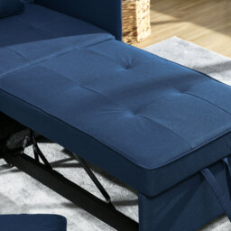 HOMCOM 3-In-1 Single Sofa Bed with Seat Thickness, Fold Out Chair Bed with 5-positon Adjustable Back & Removable and Washable Pillow, Blue - Aosom UK - thumbnail 8