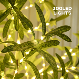 HOMCOM 6ft Olive Tree Light with 300 Warm White LED Lights, Artificial Tree for Indoor, Party, Wedding, Christmas, Home Decoration, Green - Aosom UK - thumbnail 4