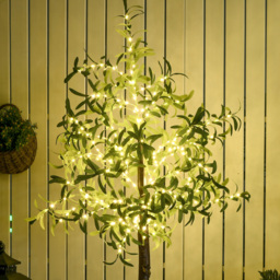 HOMCOM 6ft Olive Tree Light with 300 Warm White LED Lights, Artificial Tree for Indoor, Party, Wedding, Christmas, Home Decoration, Green - Aosom UK - thumbnail 9