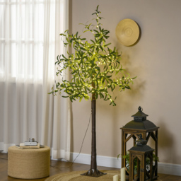 HOMCOM 6ft Olive Tree Light with 300 Warm White LED Lights, Artificial Tree for Indoor, Party, Wedding, Christmas, Home Decoration, Green - Aosom UK - thumbnail 2
