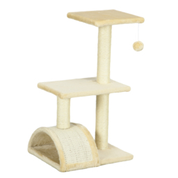 PawHut 72cm Cat Tree, Indoor Scratching Post with Pad, Sturdy and Comfortable, Cream White - Aosom UK