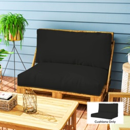Outsunny 2 Seater Pallet Furniture Cushions Pallet Cushions, UPF20+ 220gsm Fabric, 20 cm Thick Outdoor Seat Pads, Black - thumbnail 2