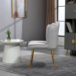 HOMCOM Shell Luxe Velvet Accent Chair, Modern Living Room Chair with Gold Metal Legs for Living Room, Bedroom, Home Office, Set of 2, Grey - Aosom UK - thumbnail 7