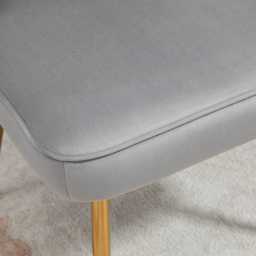 HOMCOM Shell Luxe Velvet Accent Chair, Modern Living Room Chair with Gold Metal Legs for Living Room, Bedroom, Home Office, Set of 2, Grey - Aosom UK - thumbnail 8