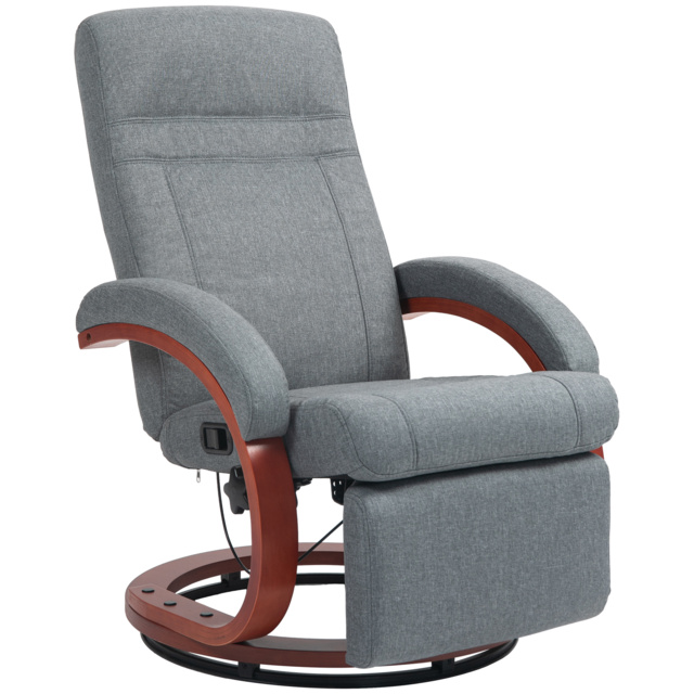 HOMCOM 135° Manual Reclining Swivel Chair, with Footrest - Grey - image 1