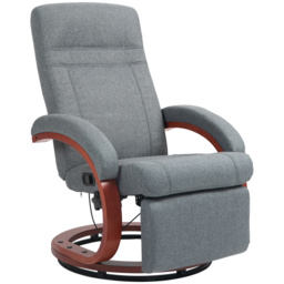 HOMCOM 135° Manual Reclining Swivel Chair, with Footrest - Grey - thumbnail 1