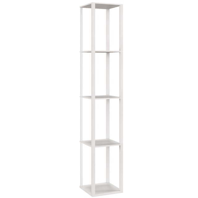 HOMCOM RGB LED Floor Lamp with Shelves, Modern Dimmable Standing Lamp with Remote Control, Adjustable Brightness & Speed for Living Room, Bedroom, Office, White - image 1