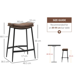 HOMCOM Breakfast Bar Chairs Set of 2, Microfibre Upholstered Counter Bar Stool, Industrial Bar Stool with Curved Seat and Steel Frame, Anti-Cat-Scratch - Aosom UK - thumbnail 3