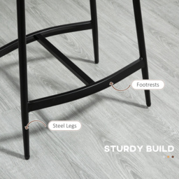 HOMCOM Breakfast Bar Chairs Set of 2, Microfibre Upholstered Counter Bar Stool, Industrial Bar Stool with Curved Seat and Steel Frame, Anti-Cat-Scratch - Aosom UK - thumbnail 6