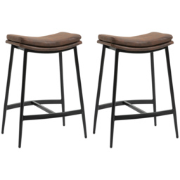 HOMCOM Breakfast Bar Chairs Set of 2, Microfibre Upholstered Counter Bar Stool, Industrial Bar Stool with Curved Seat and Steel Frame, Anti-Cat-Scratch - Aosom UK - thumbnail 1